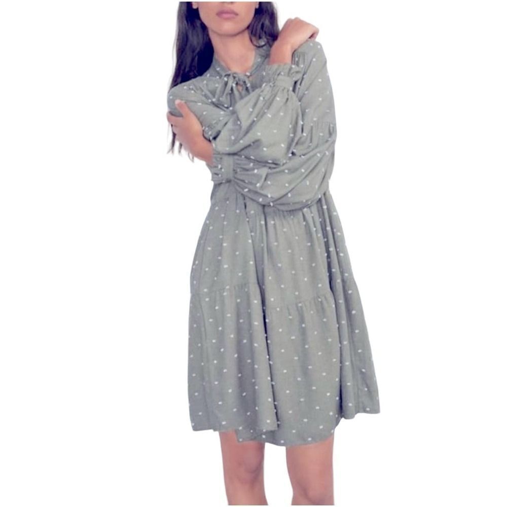 Zara Gray Dot Dress Size Medium Limited Edition